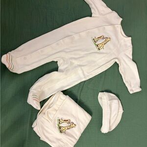 Little Me Ivory Footie Set with Giraffe Design